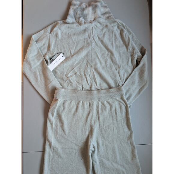 New White + Warren 100% Cashmere Zip Jacket Wide leg Pants Set Sz M Mint 9A602 - Picture 6 of 13